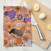 Griezelige bloemen theedoek (Quarter Fold)