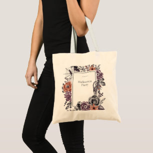 Griezelige Bloemige Halloween Verjaardagsfeestkaar Tote Bag