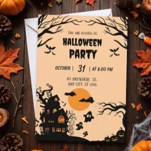 Griezelige Boom & Geheime Huis Halloween Feest Kaart