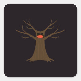 Griezelige boom met mondkapje sticker