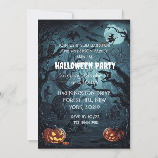 Griezelige Bos Pompoen Halloween Feest Kaart (Voorkant)