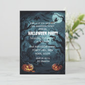 Griezelige Bos Pompoen Halloween Feest Kaart (Staand voorkant)