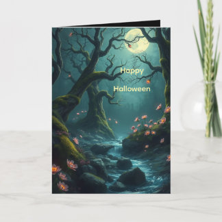 Griezelige bossen voor Halloween kaart