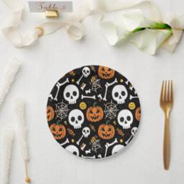 Griezelige botten en skeletten voor Halloween Papieren Bordje