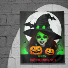 Griezelige Boze Heks Halloween Feest Banner