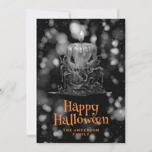 Griezelige brandende Halloween kaars Feestdagenkaart