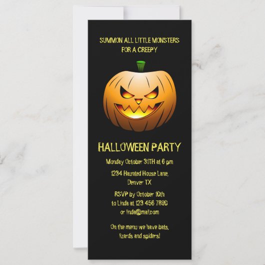 Griezelige brandende Halloween pompoen uitnodiging (Voorkant)