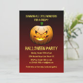 Griezelige brandende Halloween pompoen uitnodiging (Staand voorkant)