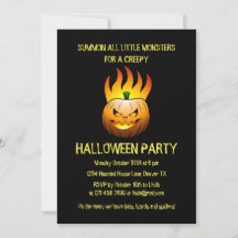 Griezelige brandende halloween pompoen uitnodiging