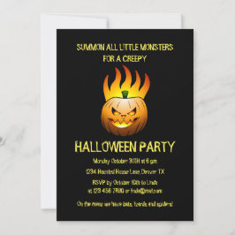 Griezelige brandende halloween pompoen uitnodiging