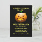Griezelige brandende Halloween pompoen uitnodiging (Staand voorkant)