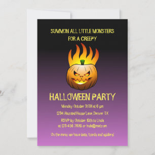 Griezelige brandende Halloween pompoen uitnodiging