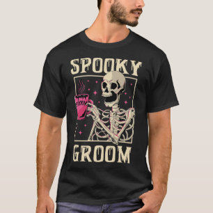 Griezelige Bruidegom Skelet Halloween Trouw Verlov T-shirt