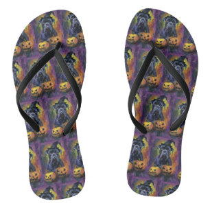 Griezelige Bullmastiff Hond Halloween Heks en Pomp Teenslippers