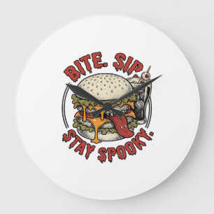 Griezelige Burger T-shirt Vintage Gravure Hallowee Grote Klok
