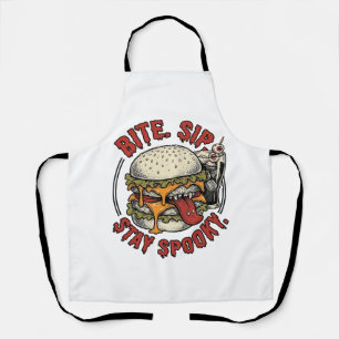 Griezelige Burger T-shirt Vintage Gravure Hallowee Schort