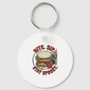 Griezelige Burger T-shirt Vintage Gravure Hallowee Sleutelhanger