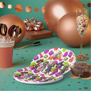 Griezelige Candy Zombie Mashup voor Halloween Papieren Bordje
