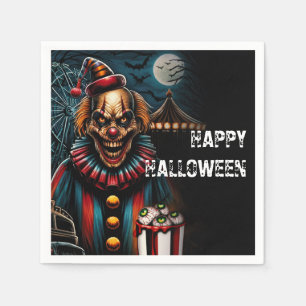 Griezelige Carnavalsclown Halloween Feestje Servet