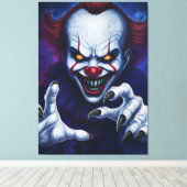 Griezelige clown canvasprint canvas afdruk (Insitu (Houten vloer))