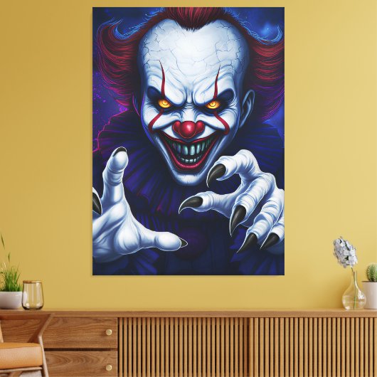 Griezelige clown canvasprint canvas afdruk (Insitu (Woonkamer))