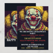 griezelige clown gelukkig halloween party uitnodig kaart (Voorkant / Achterkant)