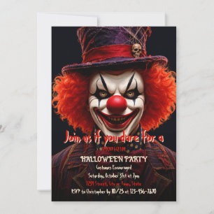 Griezelige Clown Halloween Kostuum Feest Uitnodigi Kaart