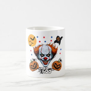 Griezelige Clown Halloween Scène met Pompoenen Koffiemok