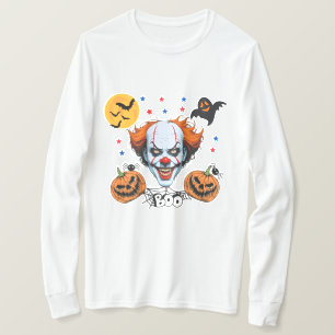 Griezelige Clown Halloween Scène met Pompoenen T-shirt