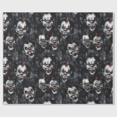Griezelige Clown Horror Halloween Cadeaupapier (Vlak)