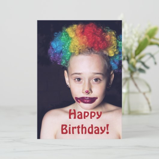 Griezelige Clown Kind Gefeliciteerd Verjaardagskaa Bedankkaart (Staand voorkant)