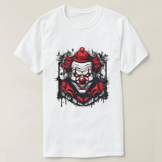 griezelige clown met griezelig grijns t-shirt (Design voorkant)