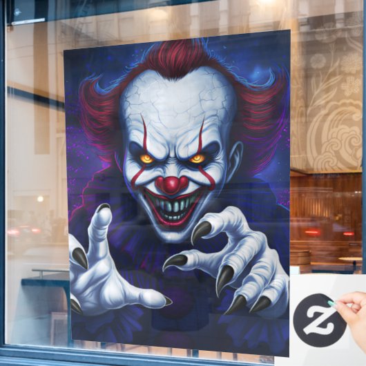 Griezelige clown-vensterstickers raamsticker (Cafe Raam)