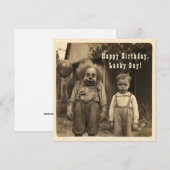 Griezelige Clown Vintage Verjaardagsfoto Feestdagenkaart (Voorkant / Achterkant)