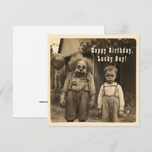 Griezelige Clown Vintage Verjaardagsfoto Feestdagenkaart (Voorkant / Achterkant)