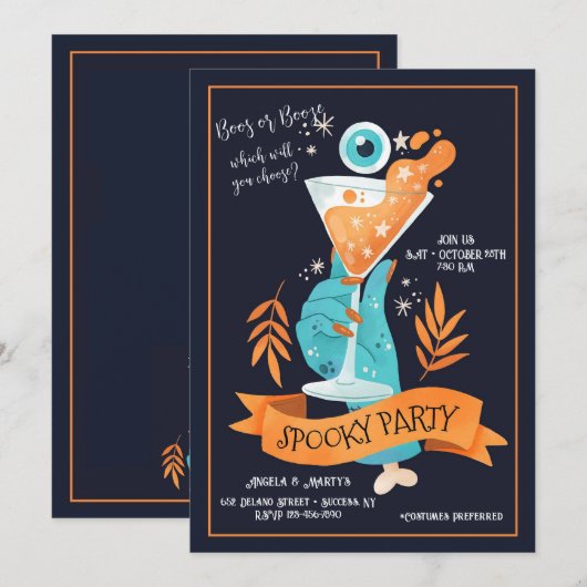 Griezelige Cocktailparty Uitnodiging (Voorkant / Achterkant)
