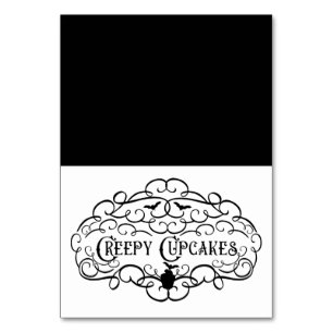 Griezelige Cupcakes Vintage Halloween Voedsel Tent Kaart