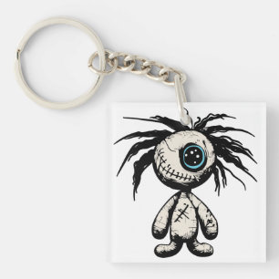 Griezelige Cute Voodoo Pop Illustratie Sleutelhanger