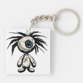 Griezelige Cute Voodoo Pop Illustratie Sleutelhanger (Achterkant)
