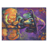 Griezelige Dachshund-hond Halloween-heks en pompoe Tafelkleed (Voorkant (Horizontaal))