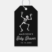 Griezelige dansende skelet babyshower favor cadeaulabel (Voorkant)