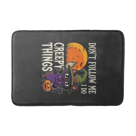Griezelige Dingen Halloween Kat Heks Ontwerp_1 Badmat (Voorkant)