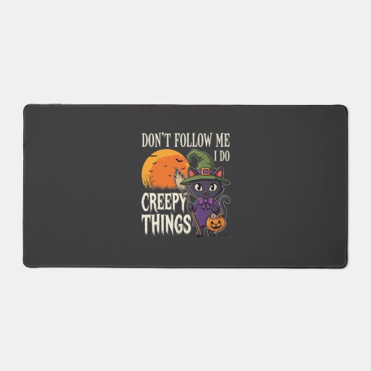Griezelige Dingen Halloween Kat Heks Ontwerp_1 Bureaumat (Voorkant)