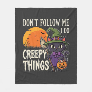Griezelige Dingen Halloween Kat Heks Ontwerp_1 Fleece Deken