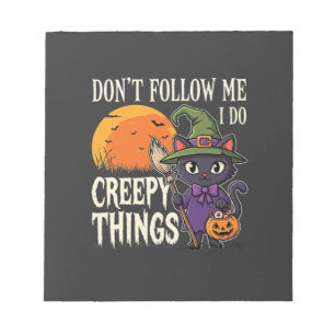 Griezelige Dingen Halloween Kat Heks Ontwerp_1 Notitieblok