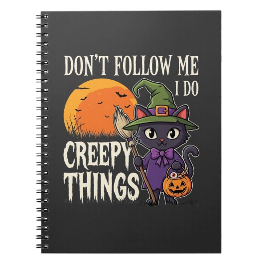 Griezelige Dingen Halloween Kat Heks Ontwerp_1 Notitieboek (Voorkant)