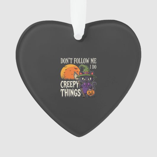Griezelige Dingen Halloween Kat Heks Ontwerp_1 Ornament (voorkant)
