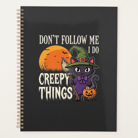 Griezelige Dingen Halloween Kat Heks Ontwerp_1 Planner (Voorkant)