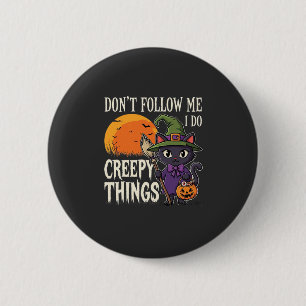 Griezelige Dingen Halloween Kat Heks Ontwerp_1 Ronde Button 5,7 Cm