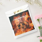 Griezelige dingen. Vlammende schedel in de ruimte Bedankzakje (Gezegeld)